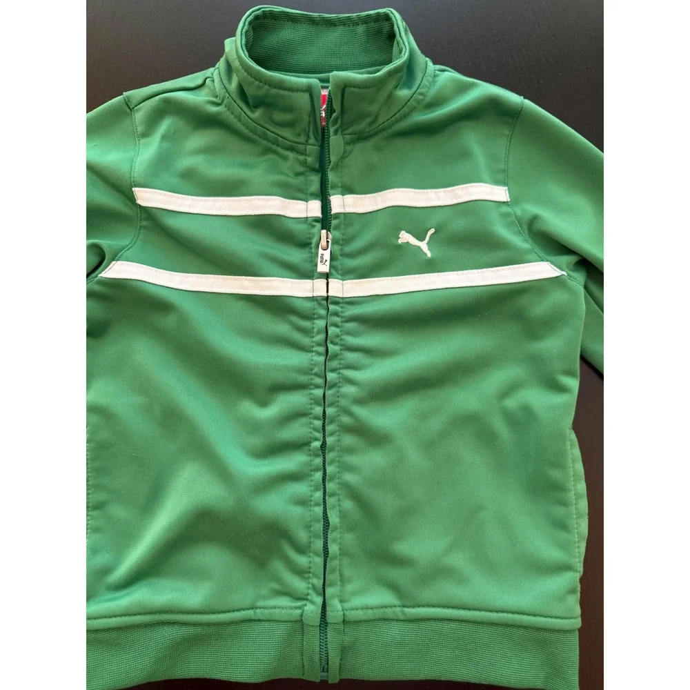 Puma Toddler 2-PC Track Suit Set Size 24 Months Green Zip-Up Jacket Sweatpant